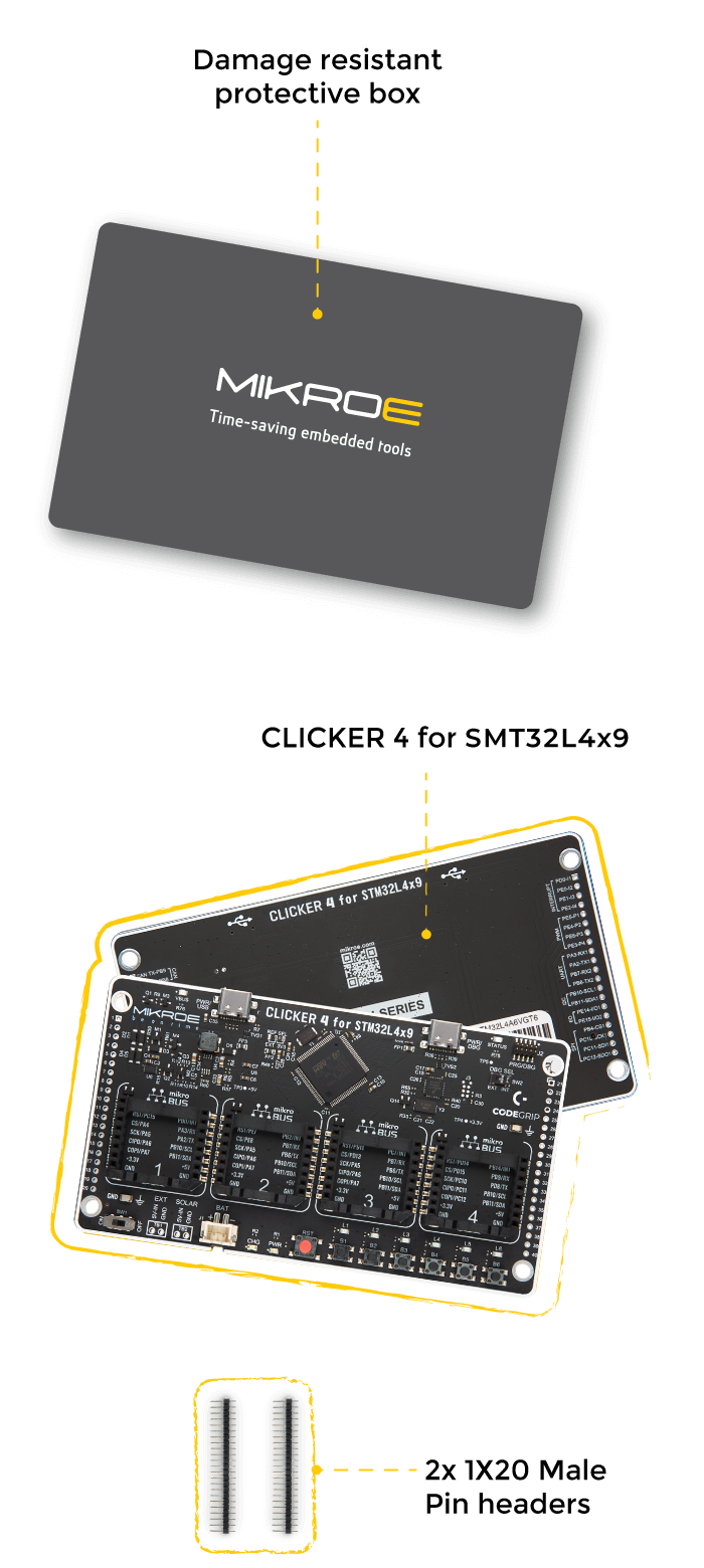 what is in the box clicker 4 for stm32f3